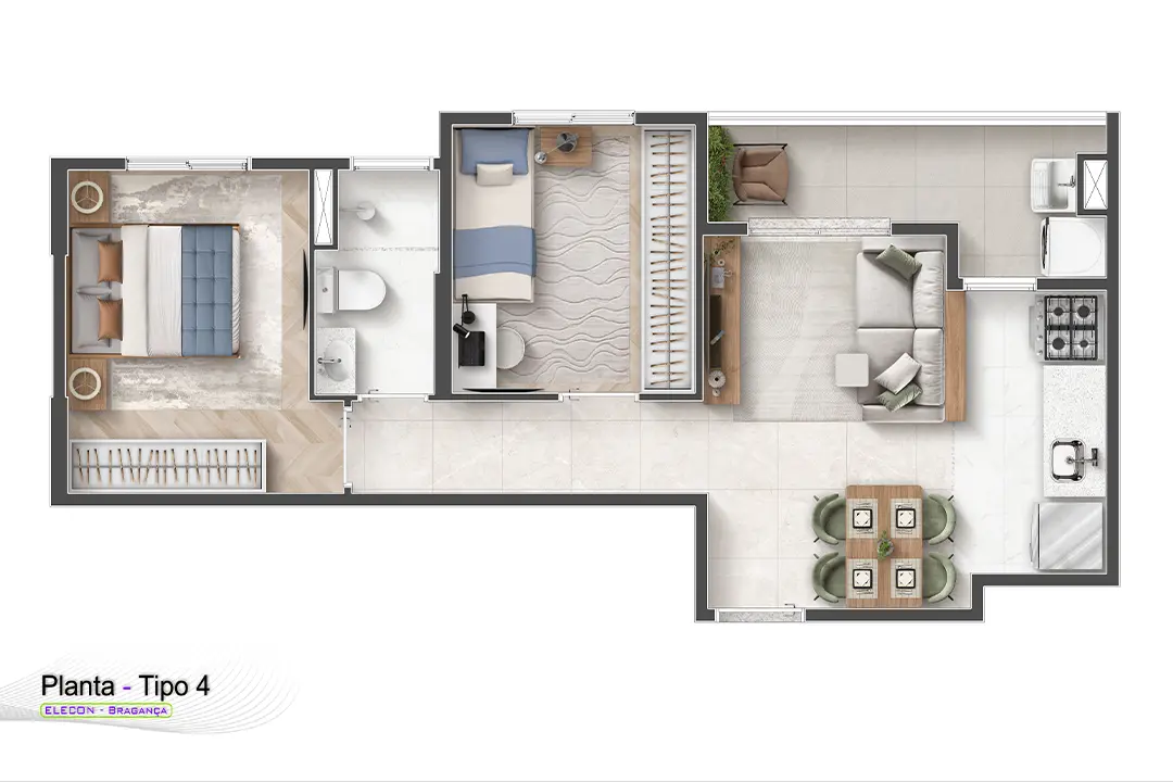 Planta 44,08m² - Residencial Solaris